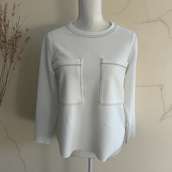 BIMBA Y LOLA White Pocketed 3/4 Sleeve Top Size Small - Picture 1 of 5